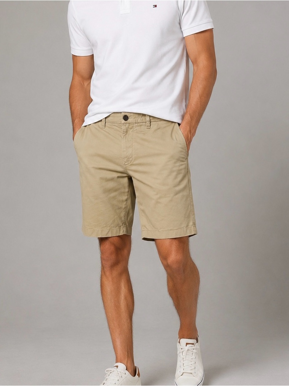 Tommy Hilfiger Flat Front Chino Shorts in Khaki